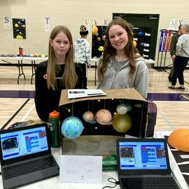 Students with solar system project